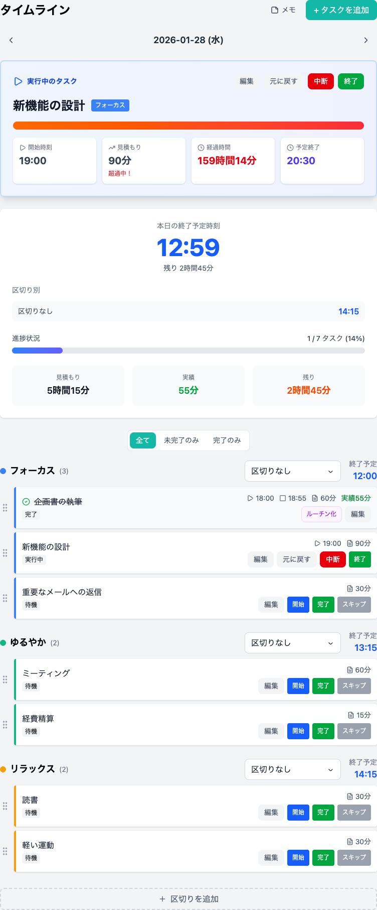 タイムライン画面